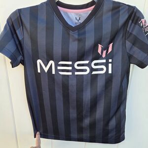 Messi Collection Soccer Jersey Girls Size Small (8) Pink And Black with Gray